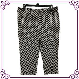 Zac & Rachel Flat Front Black & White Patterned Cropped Pants Slacks Size 10